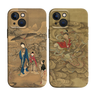 清代冷枚中国风国画御龙仙女适用iPhone XS Max苹果16软壳15/14pro手机壳678plus