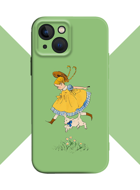 绿色美式复古女孩和小绵羊文艺适用iPhone XS Max苹果16软壳15pro/14手机壳678plus