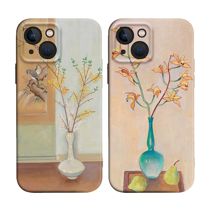 纳尔乔林Einar Jolin东方美学油画花瓶适用iPhone XS Max苹果16软壳15pro/14手机壳678plus