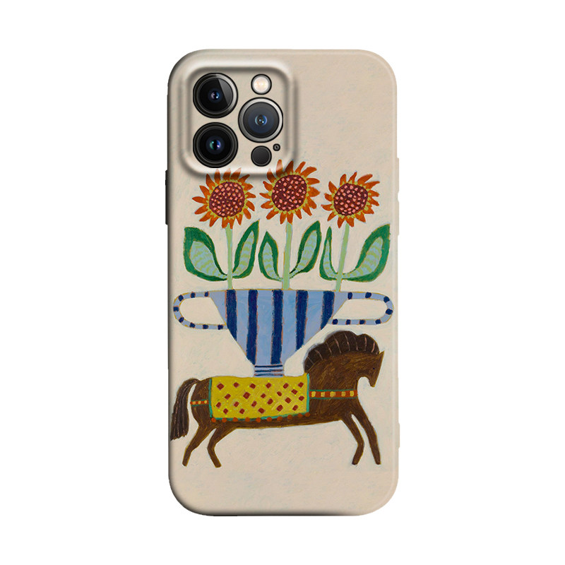 马年好运复古花卉向日葵小马壁画适用iPhone17Promax防摔16pro软壳15/14plus苹果13mini手机壳12/11,3C数码配件,手机保护套/壳,淘宝优惠券,粉丝福利购,淘宝优惠卷