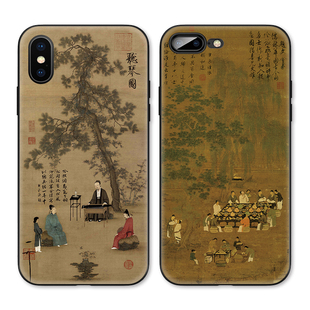 国画宋徽宗听琴图故宫国潮适用iPhoneXS Max手机壳X苹果XR/8p/7/6