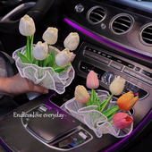 车内饰品摆件治愈系网红郁金香花束女士汽车扶手箱岛台高级感装 饰