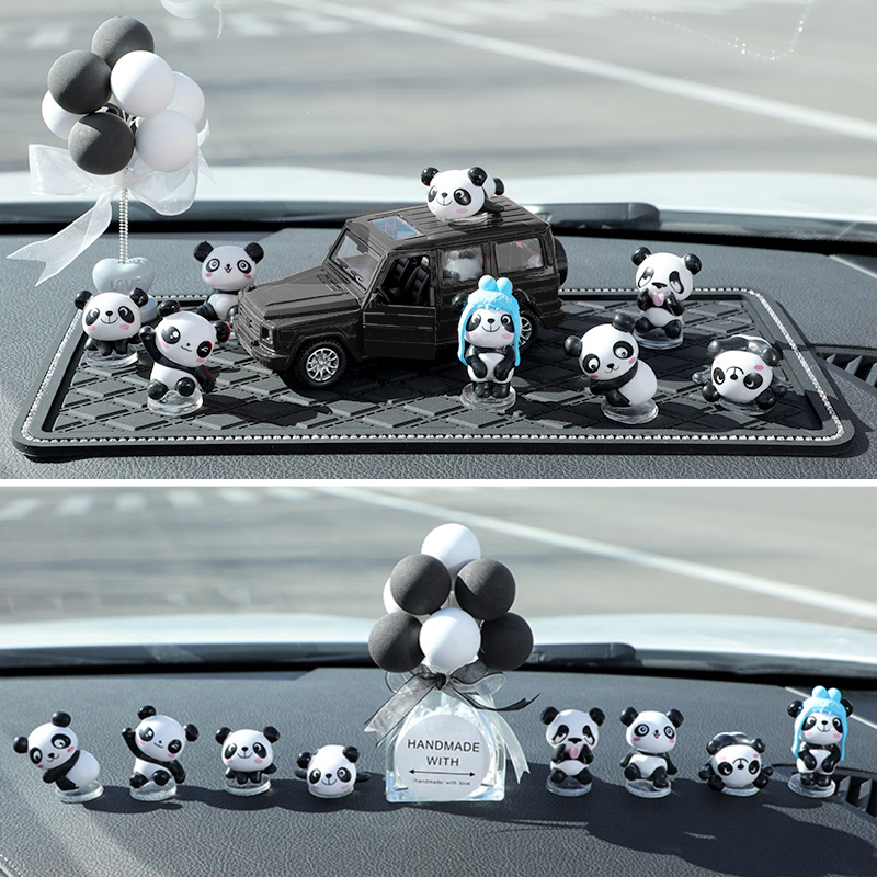 可爱熊猫汽车摆件高档