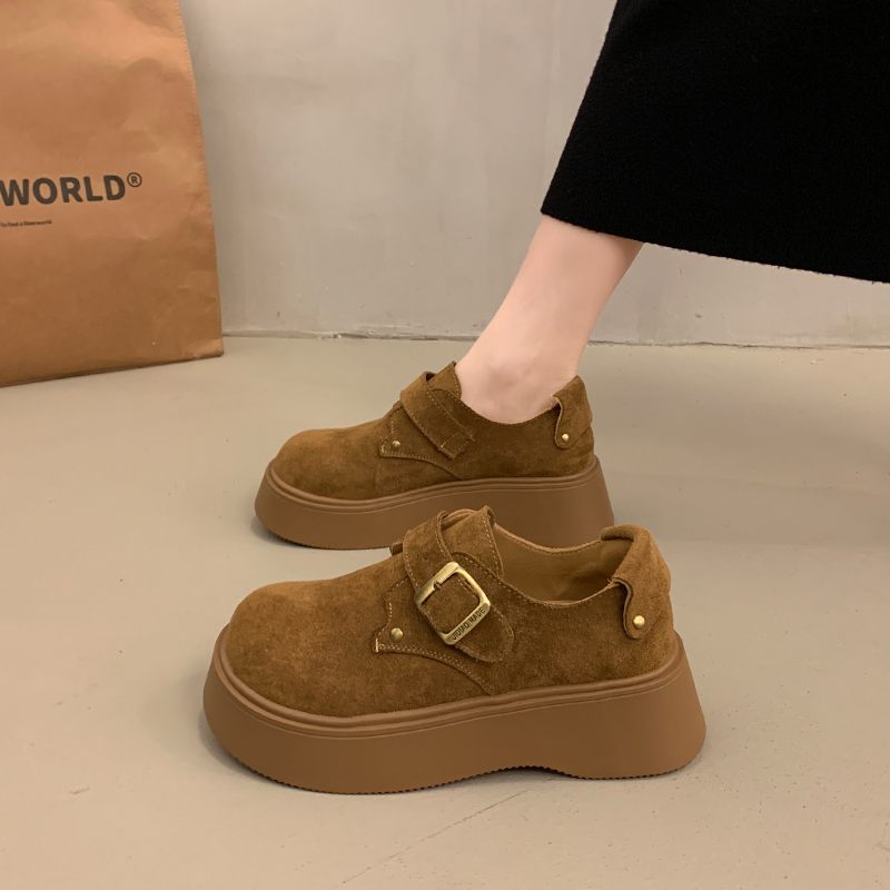 法式松糕厚底单鞋女春秋季复古勃肯鞋2025新款一脚蹬玛丽珍乐福鞋