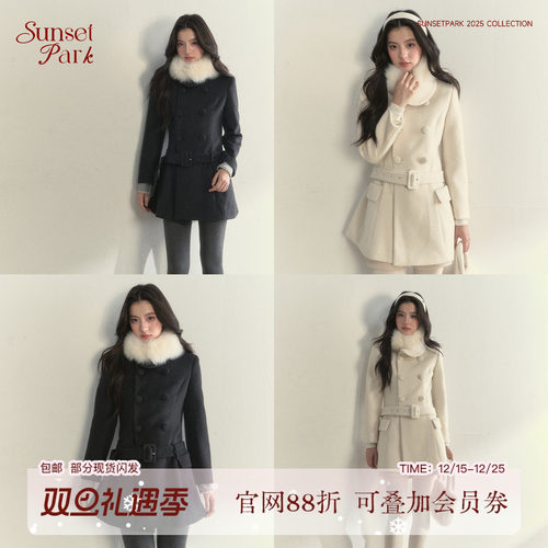 千金日常真毛领双排扣大衣