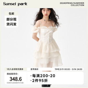 SunsetPark日落公园交叉绑带设计吊带连衣裙蛋糕裙公主蓬蓬短裙子