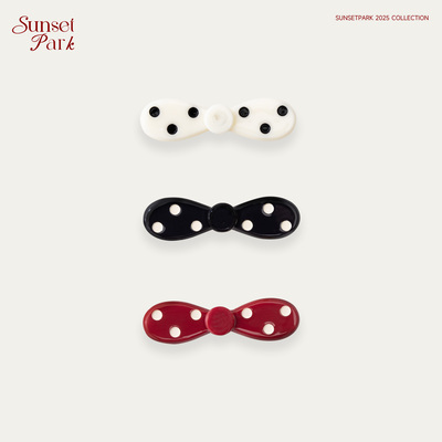 【鞠婧祎同款】SunsetPark GIFT 复古波点少女蝴蝶结边夹刘海夹女