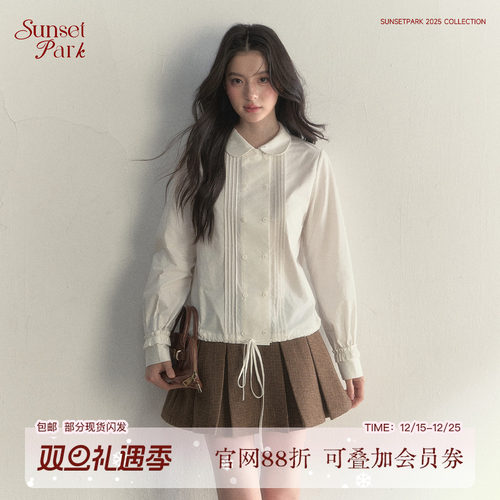 娃娃感双排扣少女感衬衫