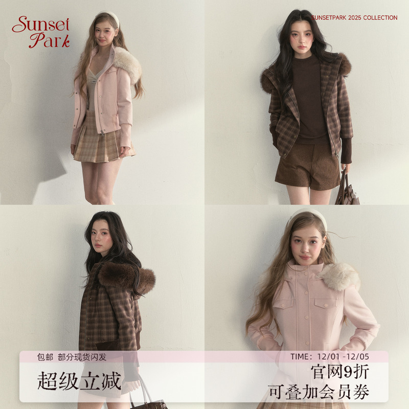 韩系少女复古卫衣大毛领氛围感