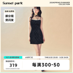 复古提花蕾丝吊带裙绑带连衣裙春夏 SunsetPark日落公园 丝绒千金