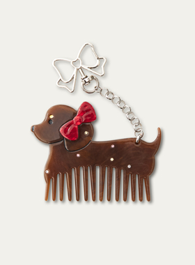 SunsetPark Gift/日落公园 原创可爱腊肠狗礼物感彩钻点缀梳包挂