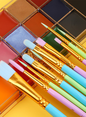 ucanbe油彩化妆刷子10支装万圣节圣诞节表演人体彩绘京剧脸谱用品