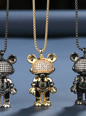 朋克风星际熊水钻配饰毛衣链情侣