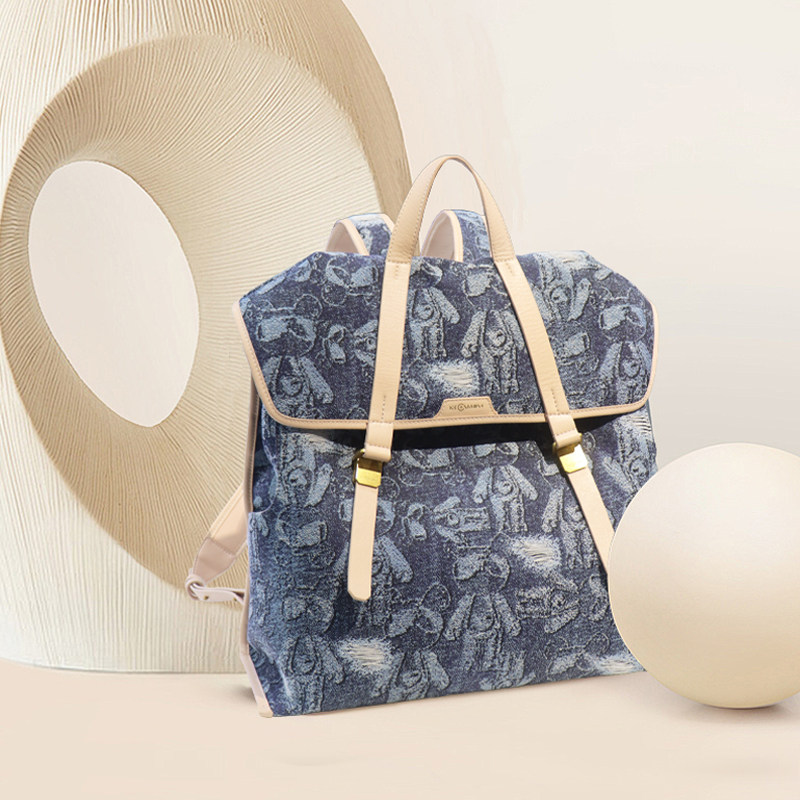 星际熊时尚高级感双肩包大容量百搭通勤帆布男女公文电脑包