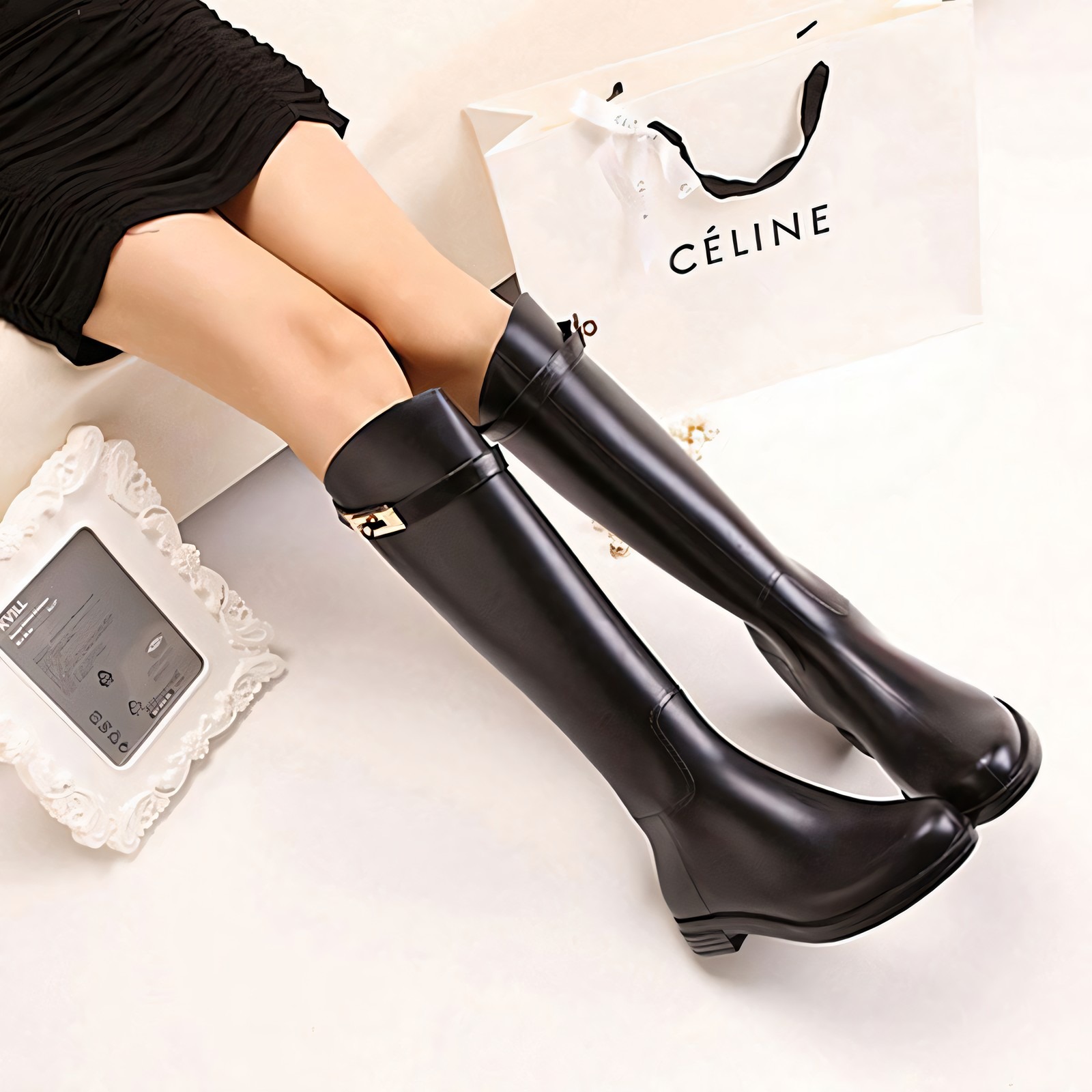 高筒雨鞋艳瑾长筒四季时尚雨靴