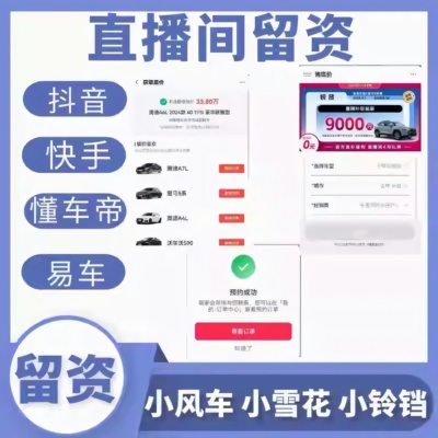 抖音快手线索留资房产汽车之家懂车帝直播间小风车预约私信微聊