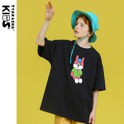 TYAKASHAKIDS塔卡沙童装半袖上衣男女童短袖T恤趣味插画宽松T恤