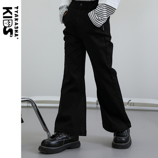 【黑白系列】TYAKASHAKIDS塔卡沙童装裤子女童喇叭裤长裤牛仔裤