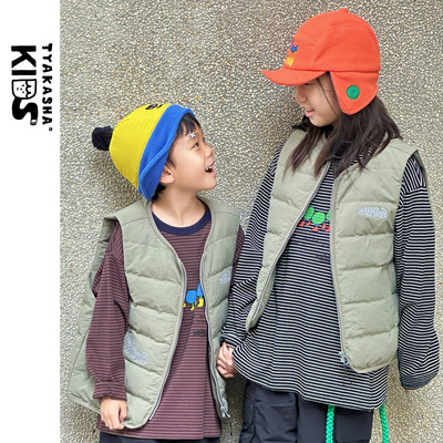 TYAKASHAKIDS塔卡沙童装马甲2025秋冬新款男女童灰色保暖羽绒背心