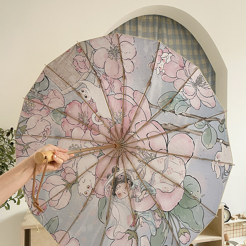 唐代仕女古风伞!16骨加大加固雨伞女晴雨两用折叠大伞面高颜值伞