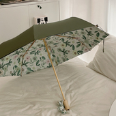 高级森林绿 双层伞防晒防紫外线晴雨两用雨伞女黑胶太阳伞新款