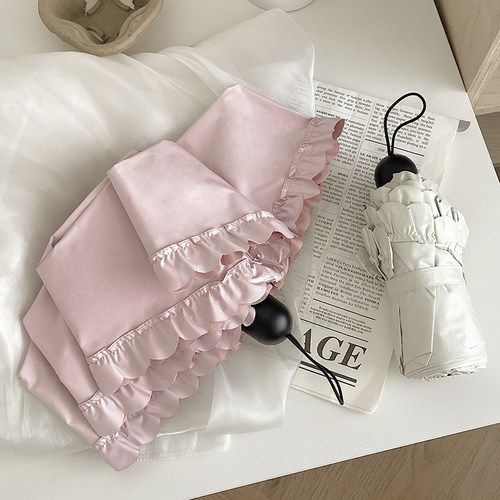 公主花边伞！太阳伞女彩胶防紫外线五折便携轻小遮阳晴雨两用雨伞