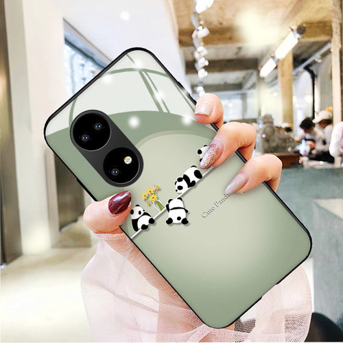 灯下熊猫卡通创意玻璃硅胶手机壳