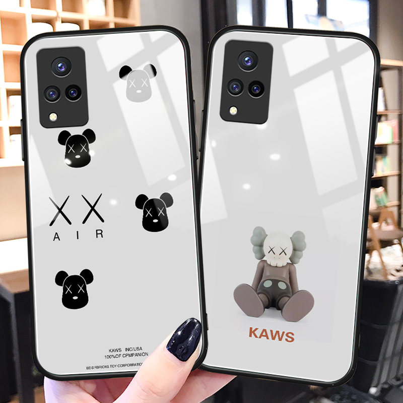 暴力熊vivos9手机壳简约s7e卡通玻璃vivoy30硅胶适用y52s网红情侣y31s男女防摔y73s超薄新款VIVOiqoou3保护套