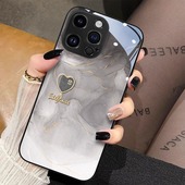 金箔爱心适用苹果16promax手机壳iphone14新款 13mini高级感12简约11女xsmax玻璃xr防摔se378plus保护套6splus