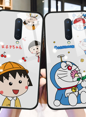 卡通叮当猫一加9手机壳玻璃1+9pro网红创意oneplus适用防摔9r硅胶新款8pro小丸子女生8t八九por保护套pr0动漫