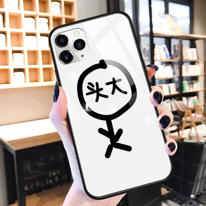 头大文字苹果11手机壳新款iphone11promax玻璃创意5s硅胶简约se2恶搞趣味7p防摔适用8plus保护套6p男女6splus