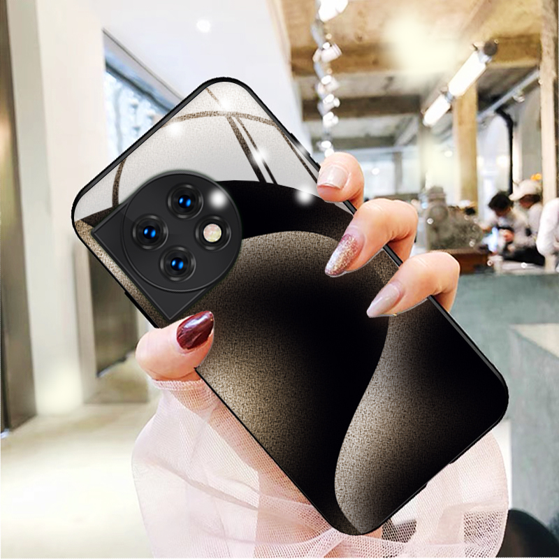 渐变钛金简约时尚玻璃硅胶手机壳