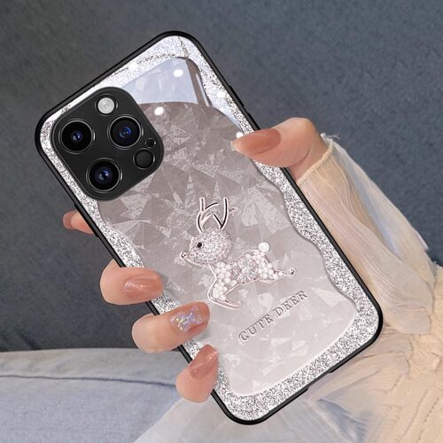 流沙小鹿潮牌可爱玻璃硅胶手机壳