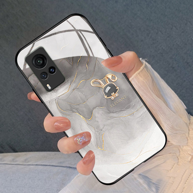 绅士兔ins风时尚玻璃硅胶手机壳