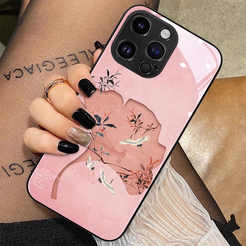 飞鹤银杏简约时尚玻璃硅胶手机壳