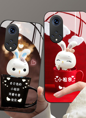 乐小兔适用华为nova10手机壳新款nova9z情侣红色nova8pro本命年nova7se玻璃防摔4g版5g高级感6女5ipro保护套