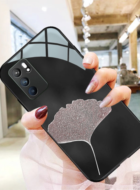 银杏opporeno7手机壳适用reno6高级新款reno5pro+玻璃reno4se中国风男女oppofindx3硅胶findx2pro保护套黑色