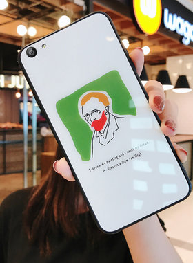 ins梵高插画vivox7手机壳女玻璃vovix全包p硅胶vox防摔viovx适用法式简约复古x7plus网红情侣pius保护套puls