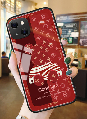 新年底纹熊一加9手机壳玻璃1+8pro高级款9r情侣男女生8t硅胶oneplus红色7tpro适用5g七八九por保护套pr0个性