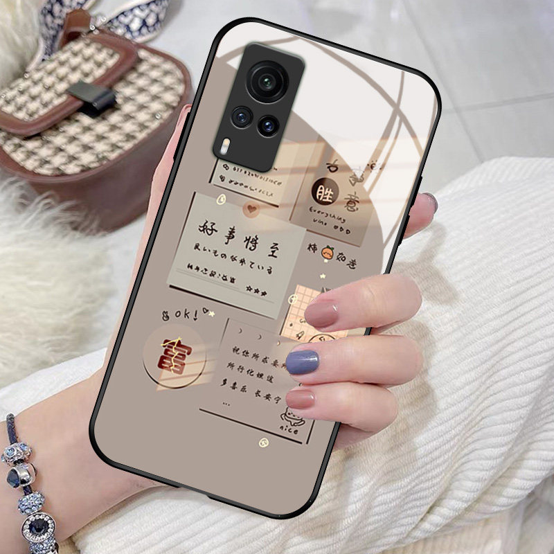 欢喜文字玻璃硅胶复古艺术手机壳