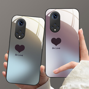 暗紫色爱心适用华为nova10手机壳nova9z新款nova8pro玻璃nova7se情侣男女nova6硅胶4g版5g简约高级5ipro外套