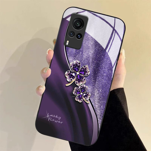 水晶四叶草新款玻璃硅胶手机壳