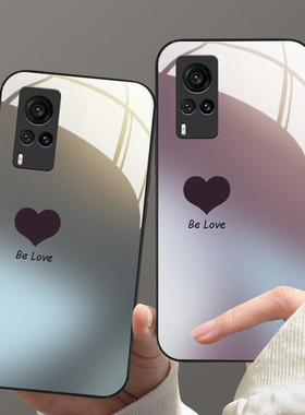 暗紫色爱心适用vivox80手机壳新款x70玻璃x60情侣男女x50pro+硅胶x30简约x27高级x23幻彩x21i屏幕s后置指纹t1