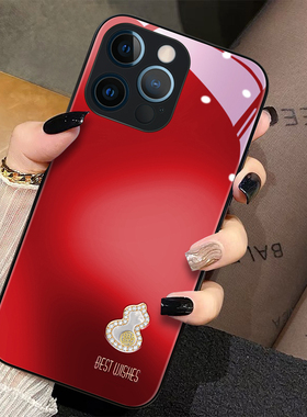 鸿运葫芦适用苹果14promax手机壳iphone13新款12mini简约高级感11玻璃xsmax硅胶xr女se3红色78plus保护套6sp