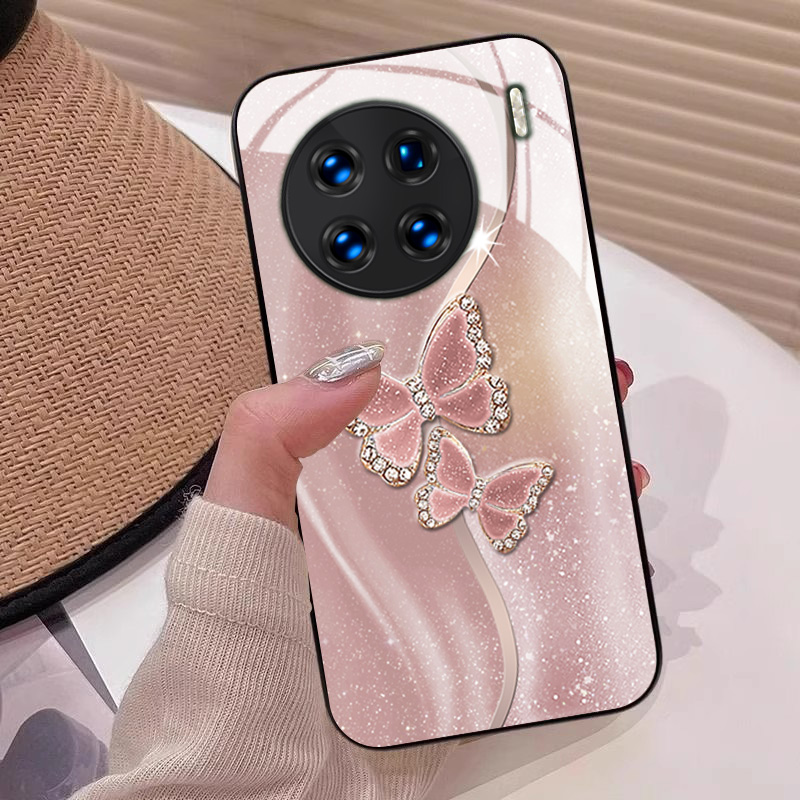 琉金蝴蝶奢华时尚玻璃硅胶手机壳