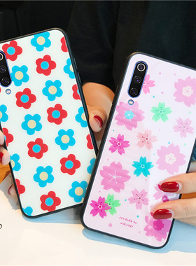 ins泫雅风花朵红米K20Pro手机壳网红适用6a/7/7a玻璃全包边6 pro防摔小清新5plus日韩复古note5/7简约女款K20