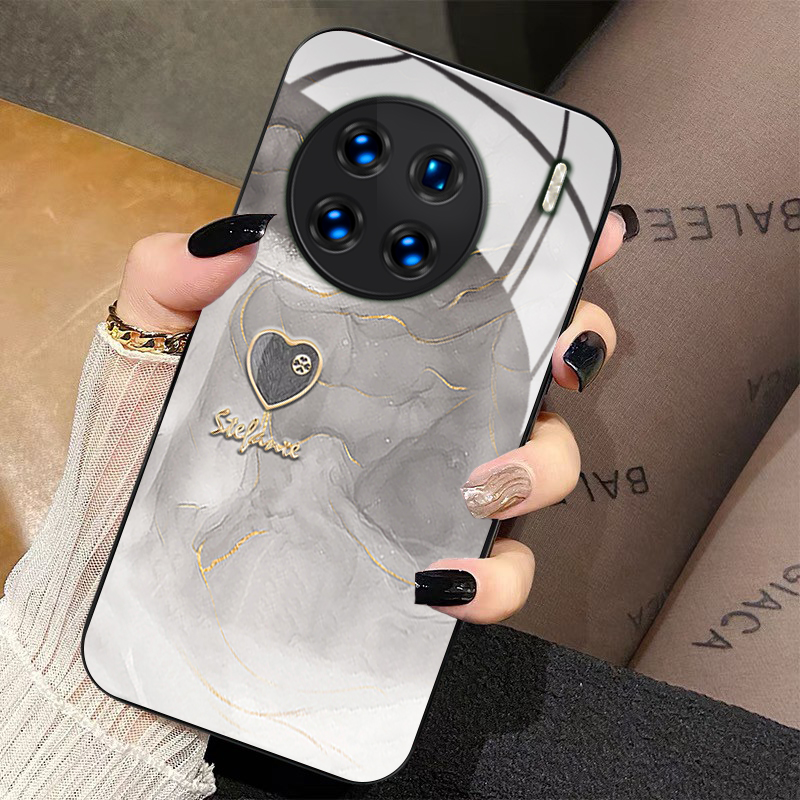 金箔爱心简约时尚玻璃硅胶手机壳