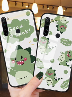 绿色小恐龙红米k30手机壳女玻璃k20卡通可爱k30pro个性新款k20pro适用风note8男note8pro小米保护套note9pro