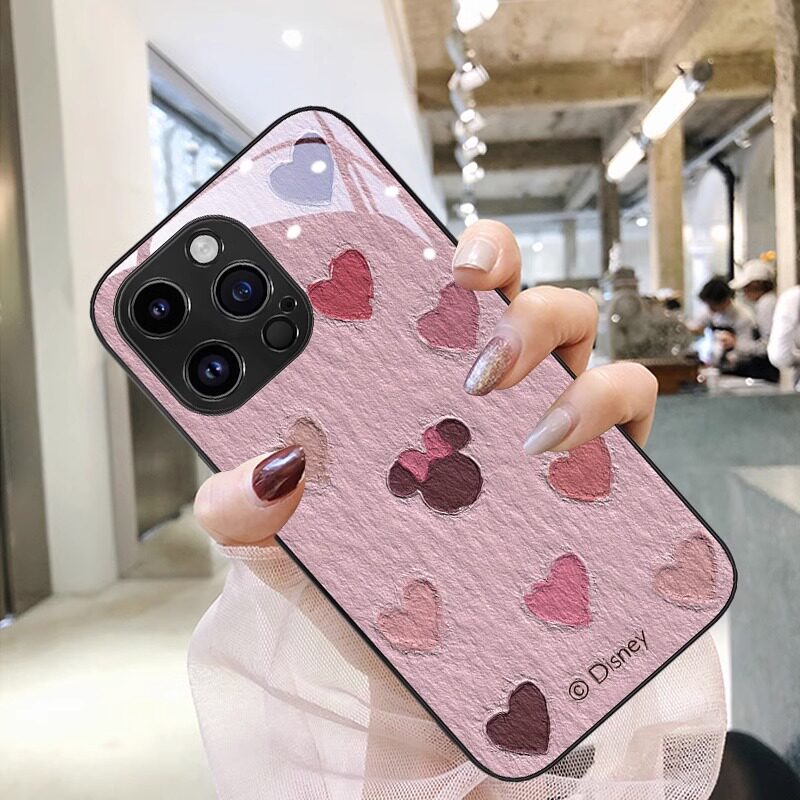 米奇米妮适用苹果14promax手机壳iphone13新款油画12mini保护套11卡通xsmax女xr高级se3玻璃78plus硅胶6splus