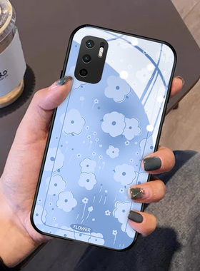 绿色小花适用红米note10手机壳新款note11pro+保护套note9网红ins风4g版5g玻璃硅胶note8创意10xpro女10x超薄
